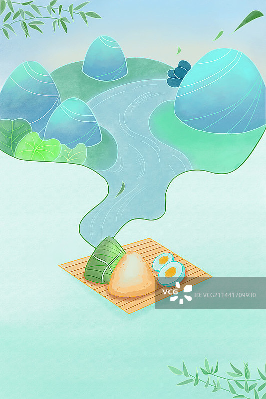 端午节水墨插画图片素材