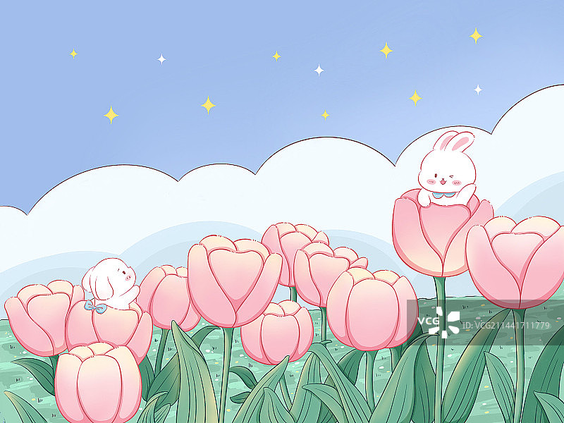 郁金香兔子图片素材