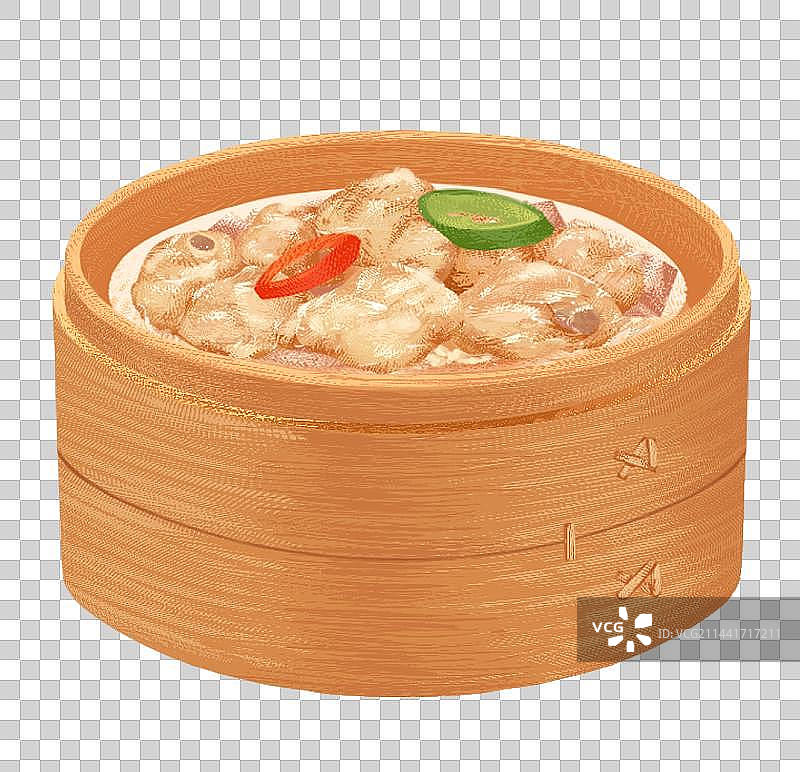 广东早茶豉汁蒸排骨插画元素图片素材