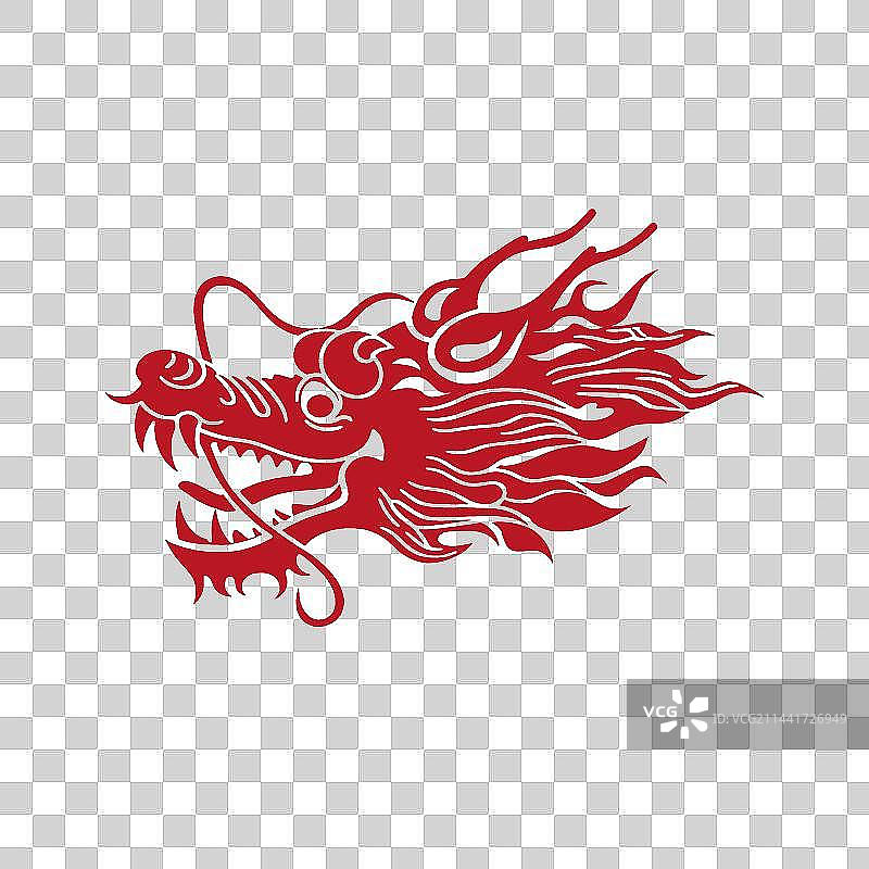 中国东方龙的剪纸风格元素图片素材