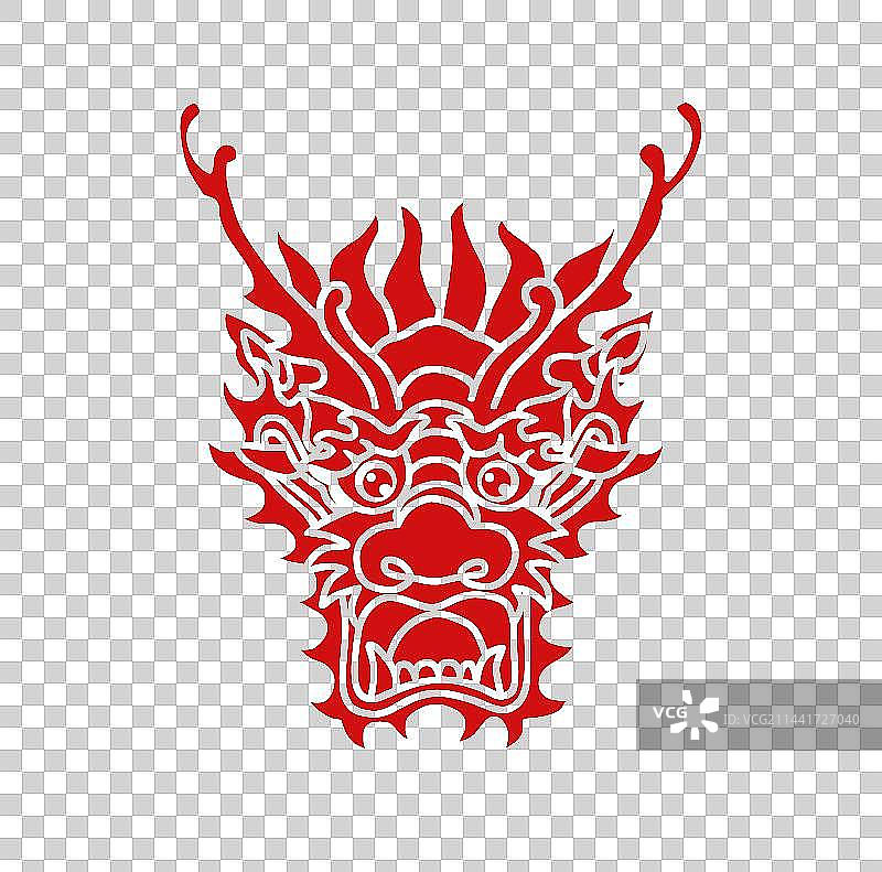 中国东方龙的剪纸风格元素图片素材
