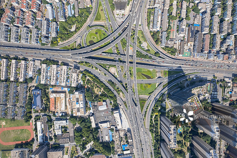城市高架道路鸟瞰图图片素材