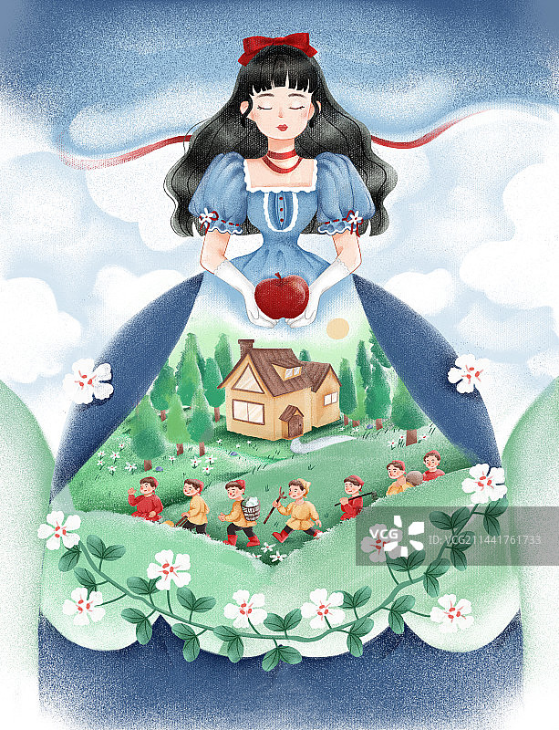 白雪公主  封面插画  童话封面图片素材