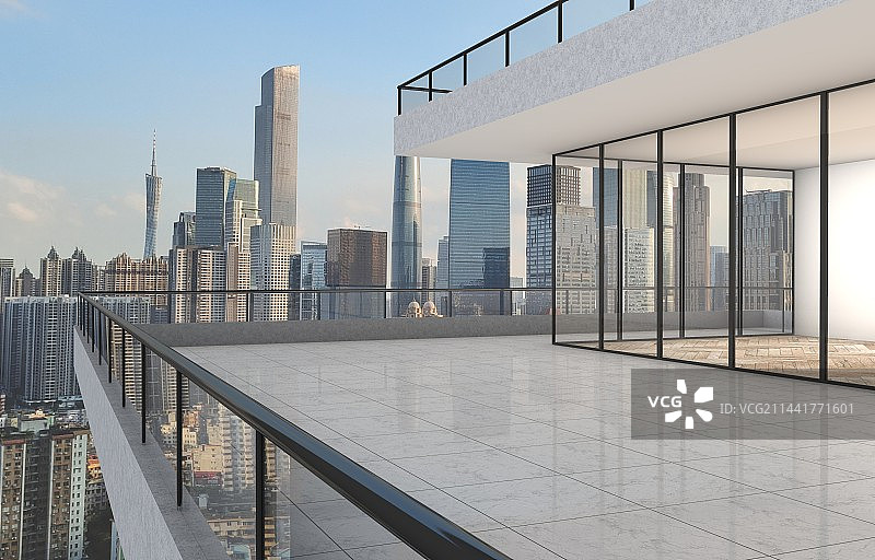 带留白地面的观景台阳台图片素材