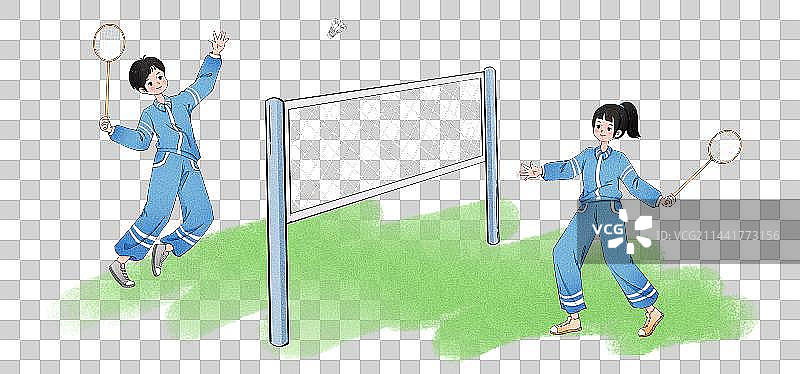 穿校服的学生室内运动教育主题手绘插画图片素材