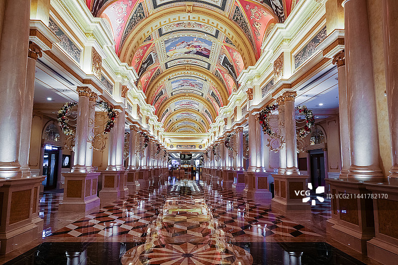 澳门威尼斯人酒店大堂内景建筑装修图片素材