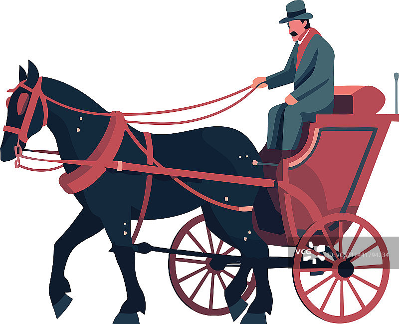 男子乘坐马车图片素材