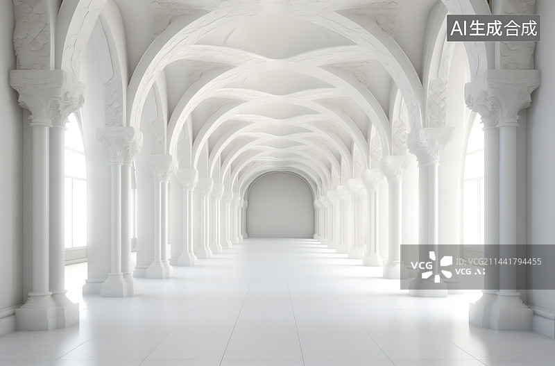 【AI数字艺术】空旷的室内空间图片素材