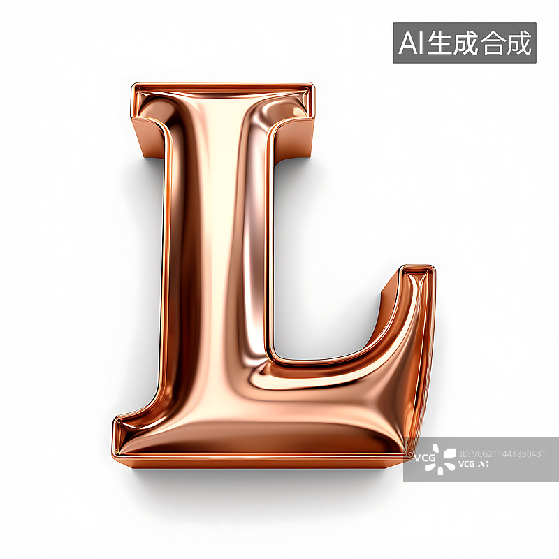 【AI数字艺术】大写字母L金属质感三维立体元素图片素材