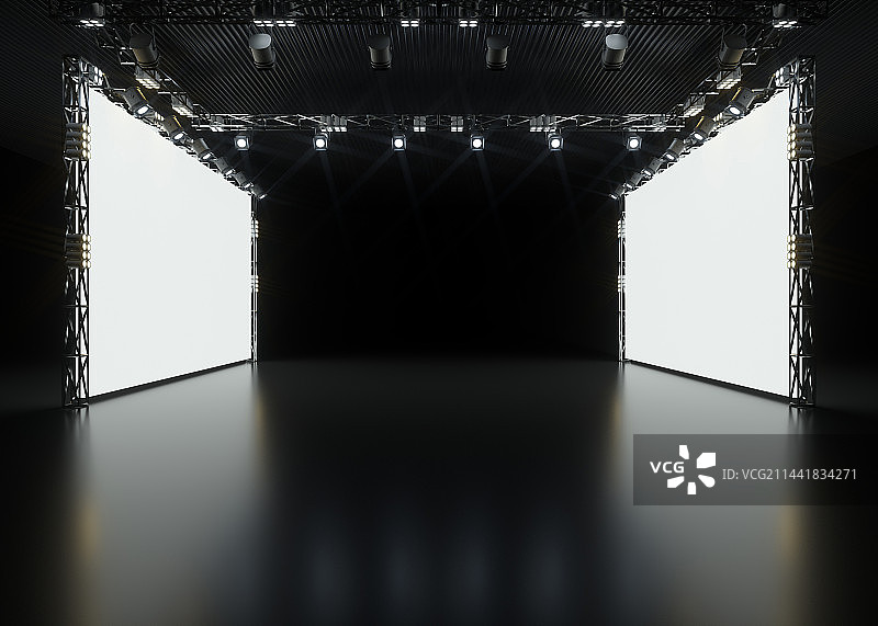 3D渲染灯光舞台发布会广告牌图片素材