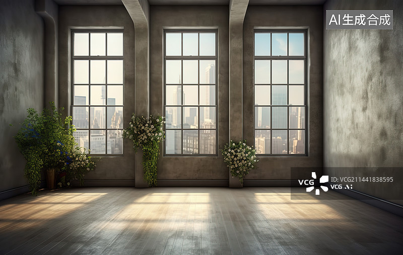 【AI数字艺术】空旷的室内空间图片素材