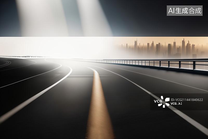 【AI数字艺术】未来派城市建筑道路空间（汽车广告背景图）图片素材