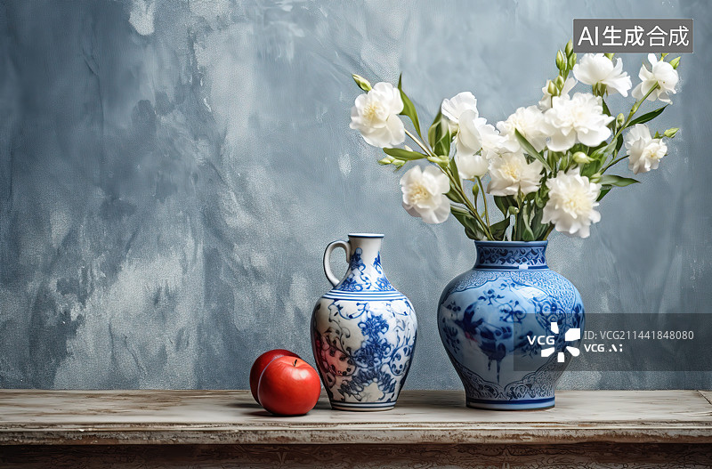 【AI数字艺术】桌上花瓶里的花特写镜头图片素材