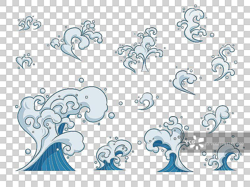 描边蓝色浪花图片素材