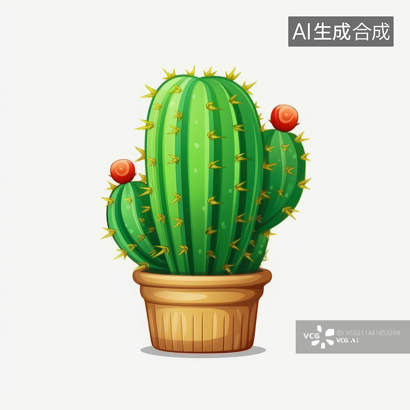 【AI数字艺术】三维图形卡通仙人掌绘画插图图片素材