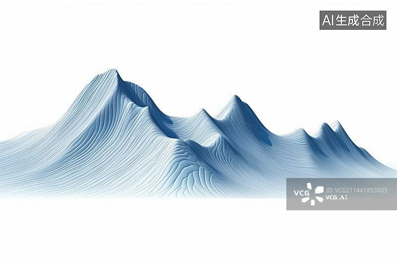 【AI数字艺术】蓝色抽象纹理山脉地形白色背景图图片素材