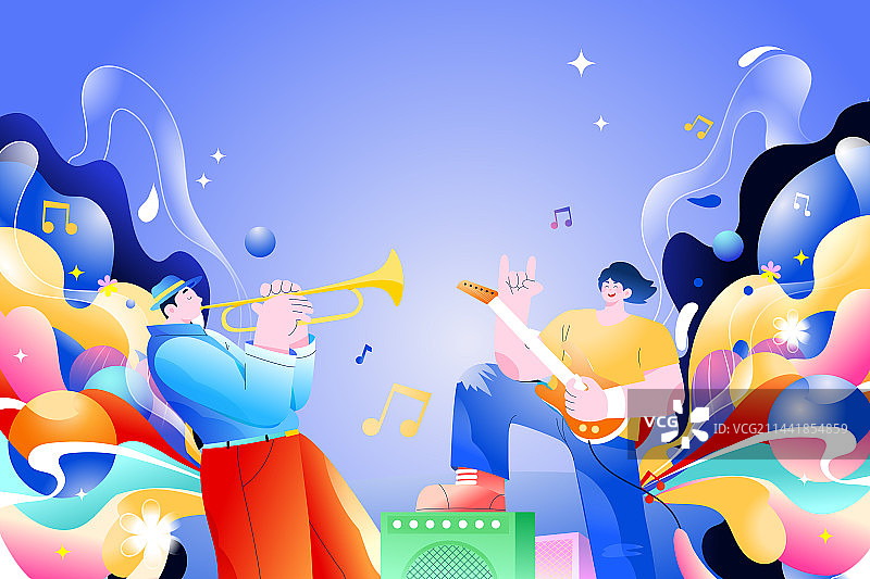 卡通夏季情侣朋友学生购物节消费券电商促销优惠活动团购折扣优惠满减打折双十一双十二狂欢节渐变矢量插画图片素材