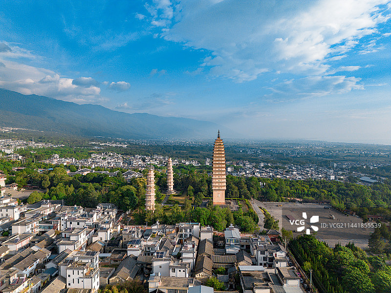 航拍大理三塔图片素材