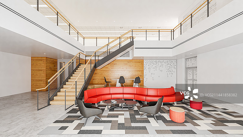 现代风格高端住宅挑高客厅沙发背景墙图片素材