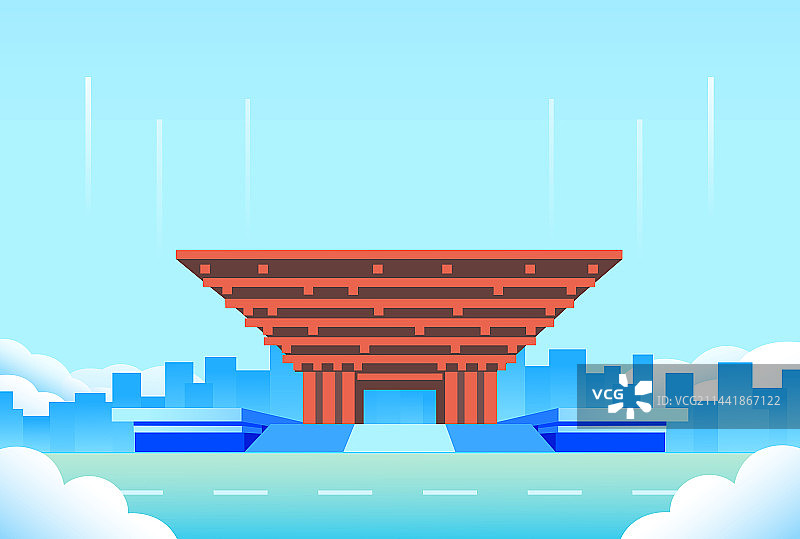 上海世博园矢量插画，上海庆典插画图片素材