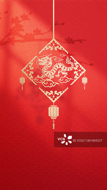 2024龙年春节剪纸风海报模板图片素材