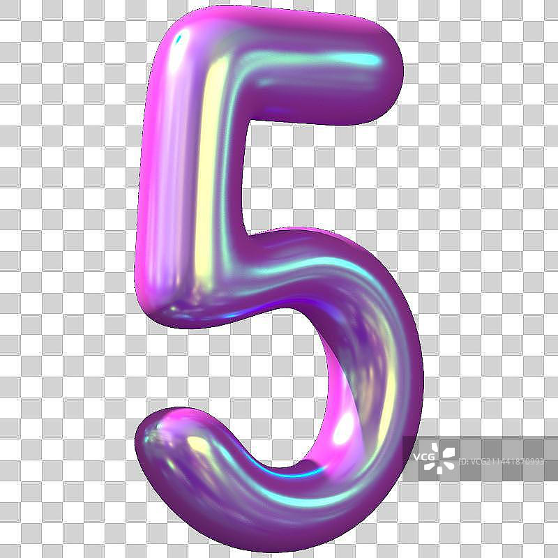 3D渲染镭射渐变数字气球图片素材
