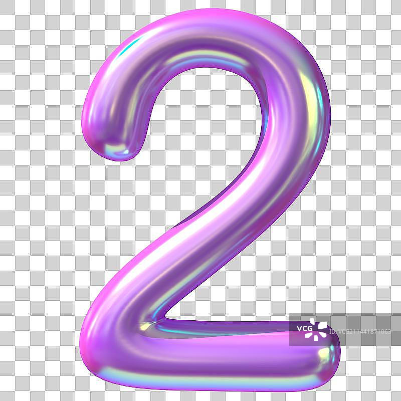 3D渲染镭射渐变数字气球图片素材