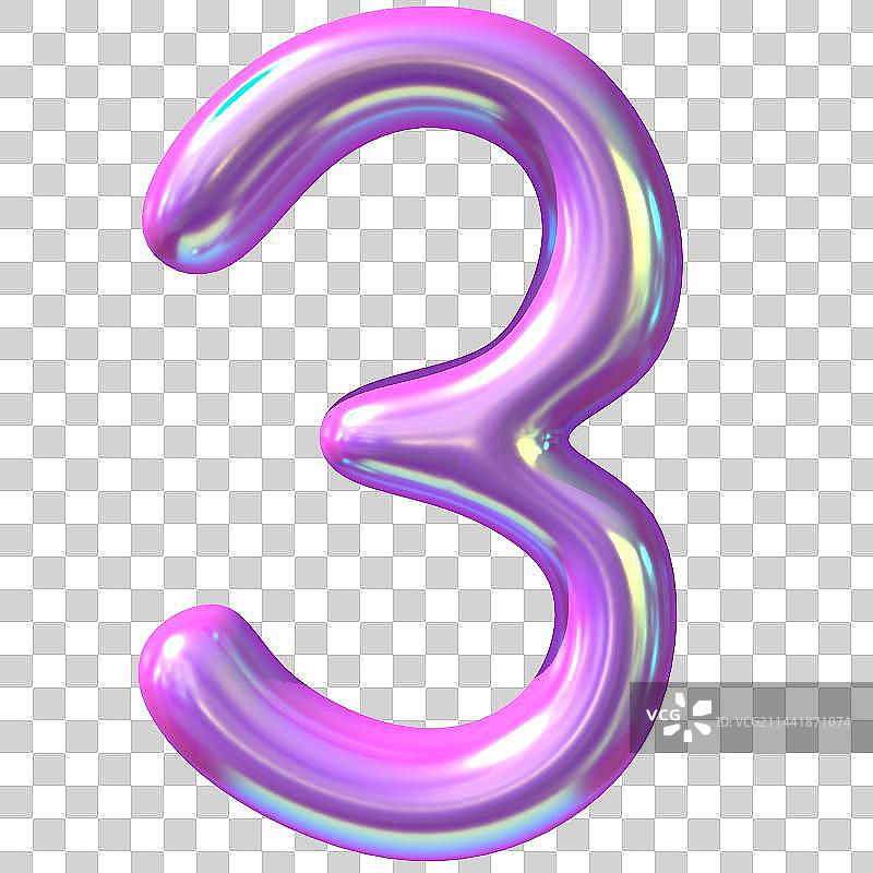 3D渲染镭射渐变数字气球图片素材