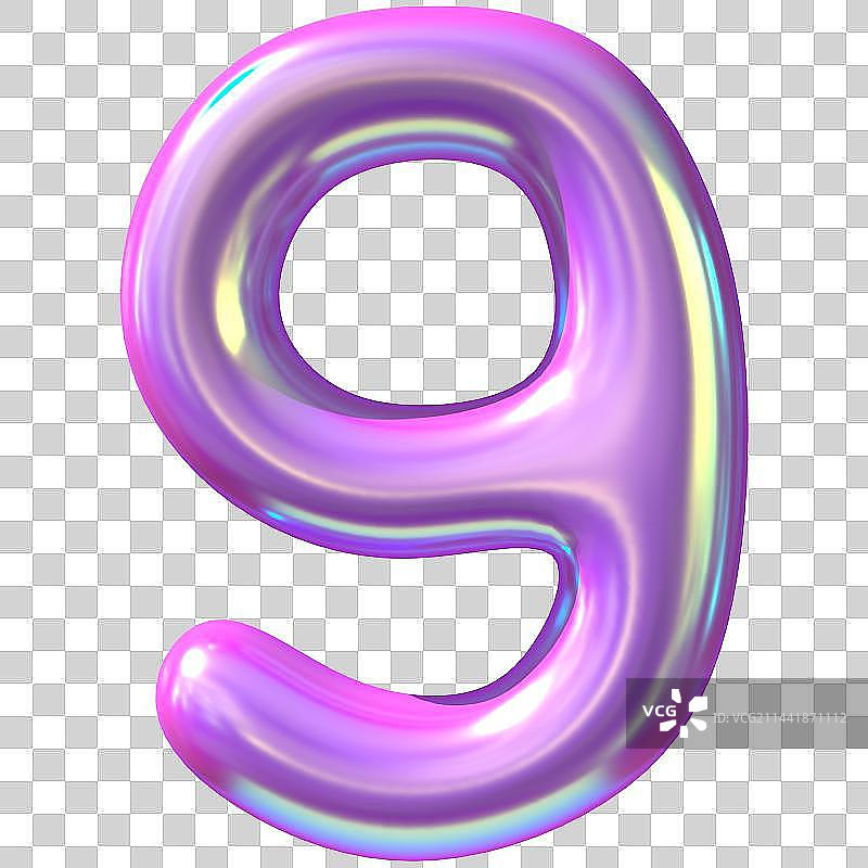 3D渲染镭射渐变数字气球图片素材