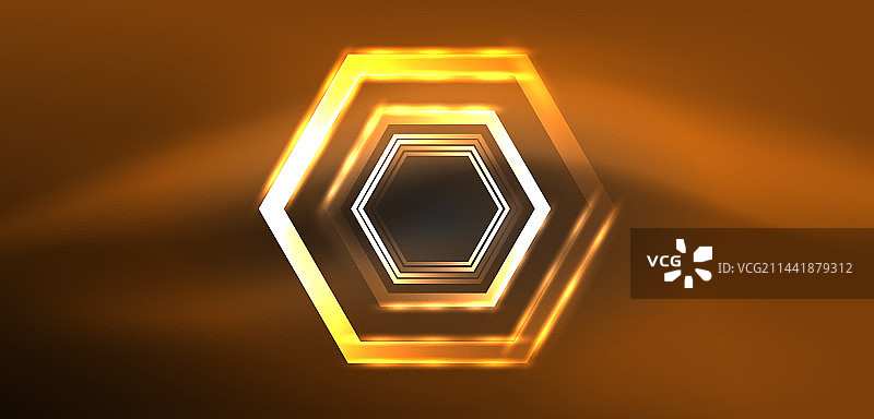 抽象的背景技术，霓虹六边形高科技图片素材