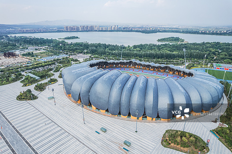 大同体育中心与文瀛湖图片素材
