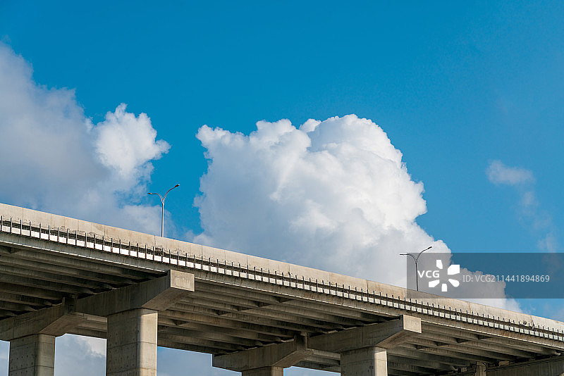蓝天白云下的高架桥图片素材
