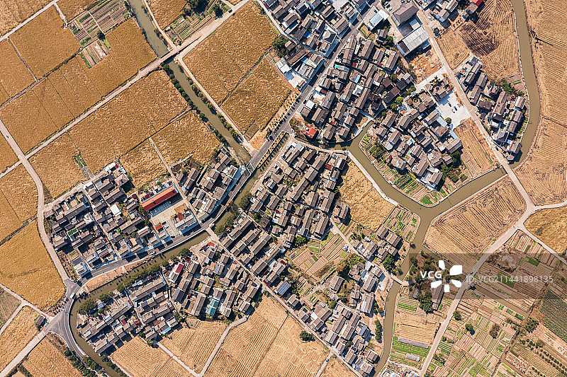 中国浙江宁波鄞州区咸祥镇村庄航拍图图片素材