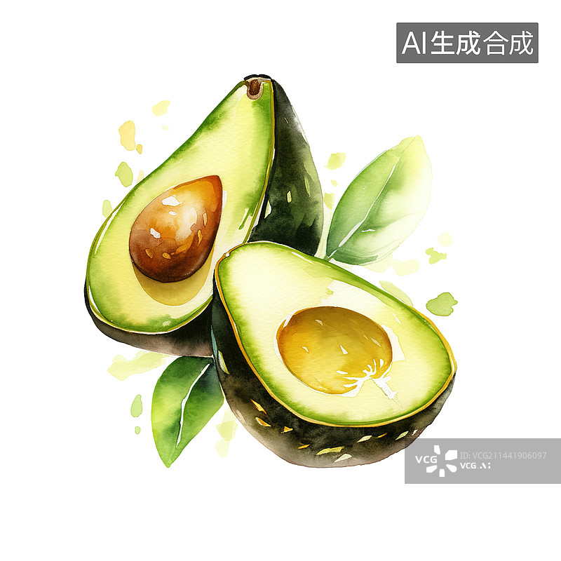 【AI数字艺术】牛油果插画图片素材