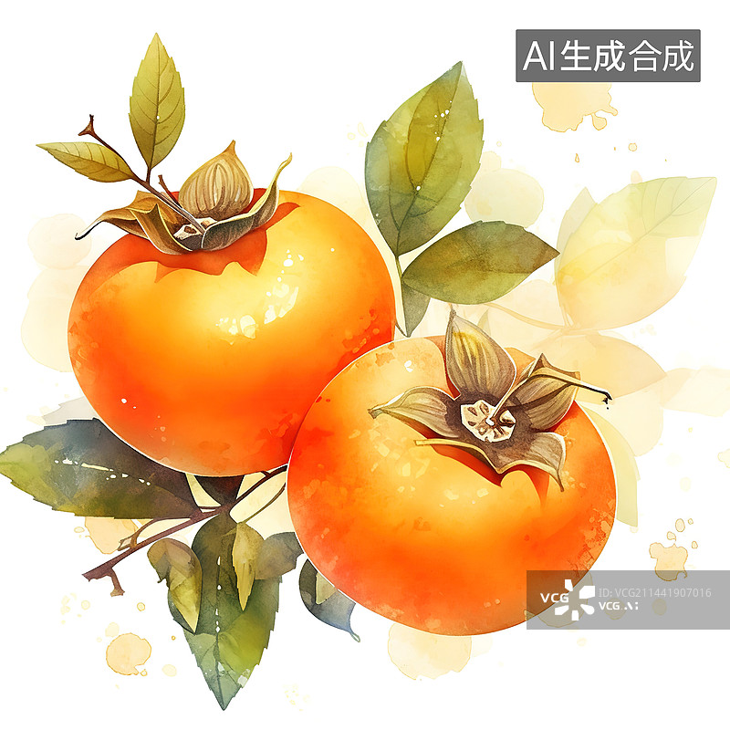 【AI数字艺术】成熟的柿子插画图片素材