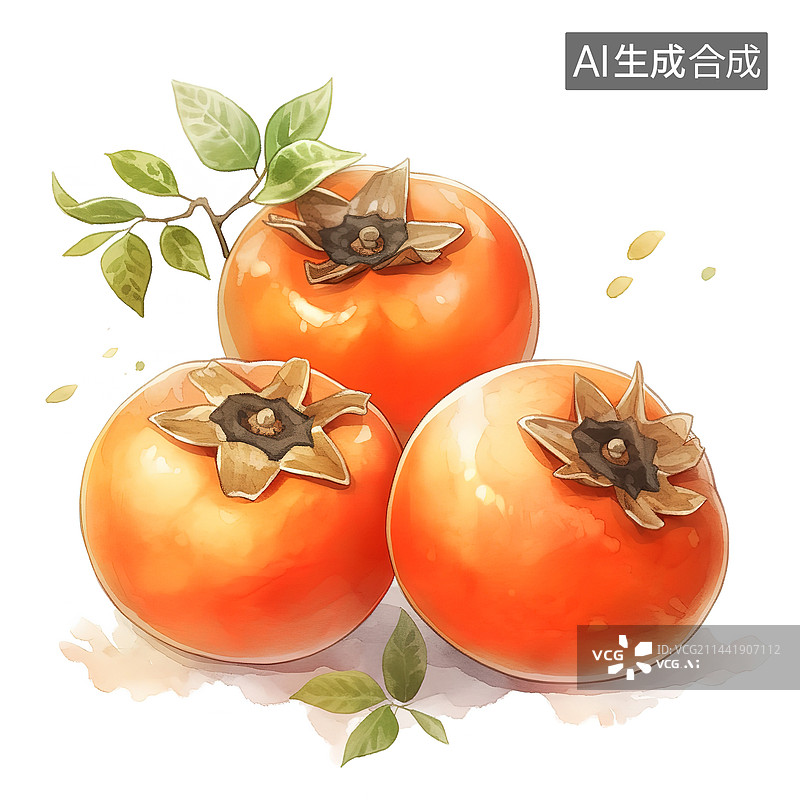 【AI数字艺术】成熟的柿子插画图片素材