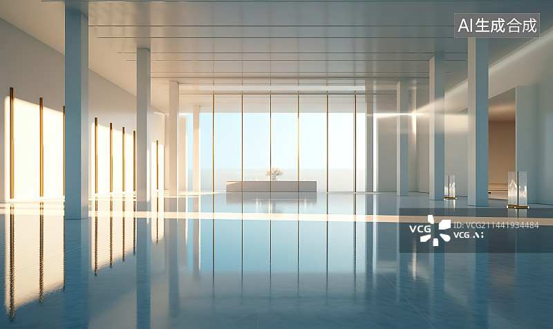 【AI数字艺术】空旷的室内空间图片素材