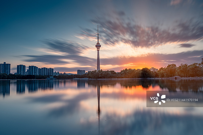 日落玉渊潭图片素材