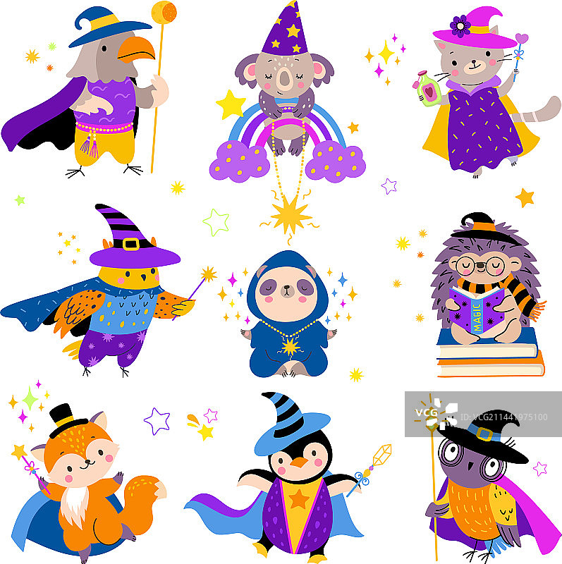 卡通动物魔法师图片素材