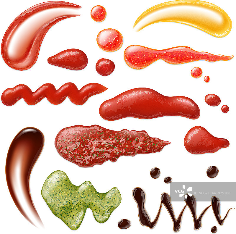 番茄酱条纹和滴落效果图片素材