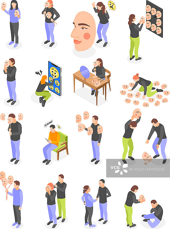 社交面具2.5D图标合集图片素材