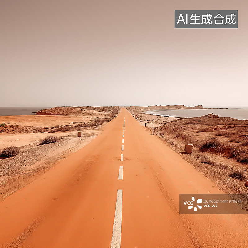 【AI数字艺术】晴空下的沙漠风景图片素材