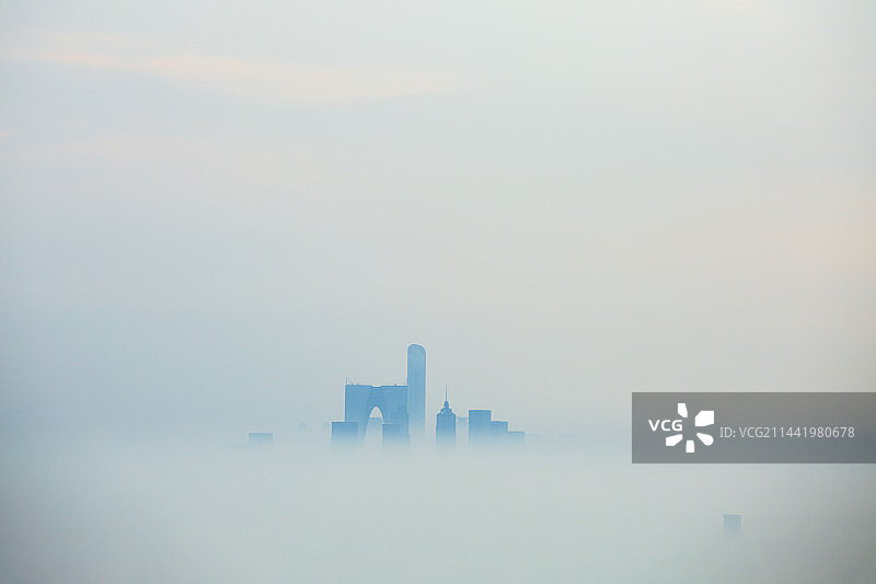 苏州平流雾城市风光图片素材