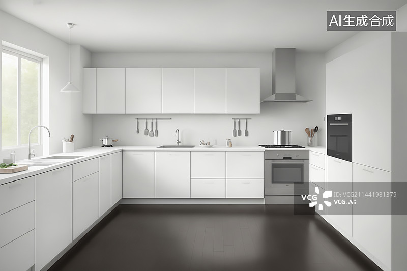 【AI数字艺术】简约厨房空间图片素材