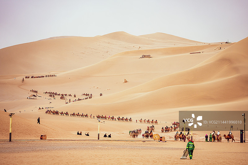 鸣沙山驼队图片素材