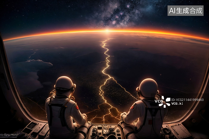 【AI数字艺术】遨游太空俯瞰星球图片素材