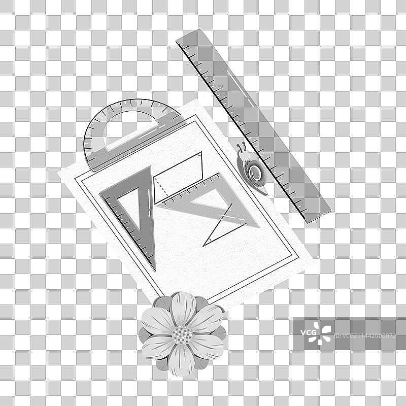 文具免抠元素系列之尺子（黑白）图片素材
