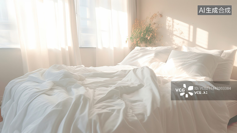 【AI数字艺术】家里床上枕头的特写镜头图片素材