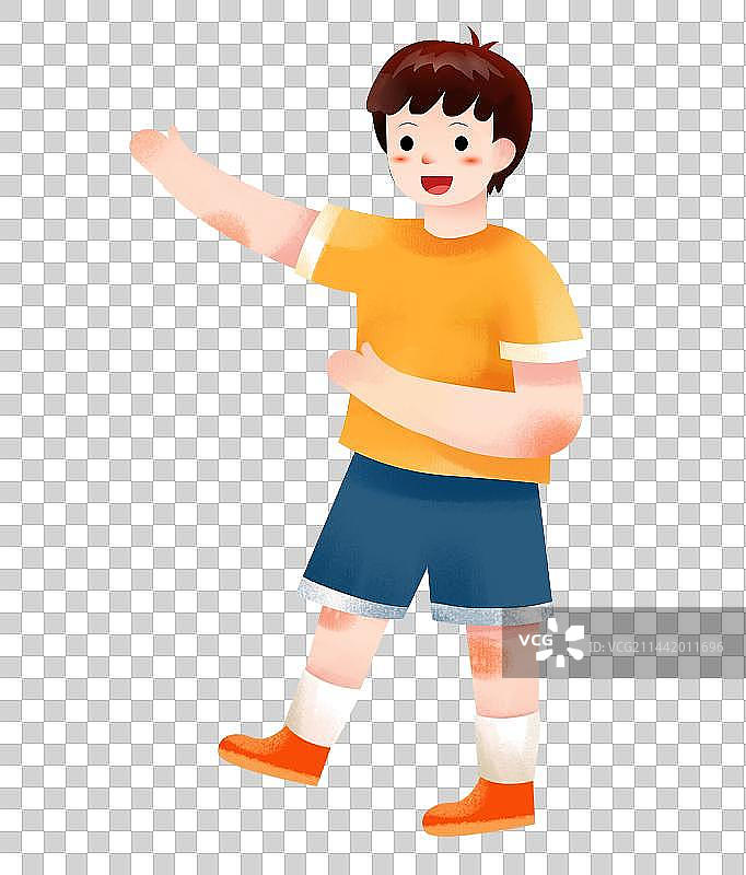 站着招手微笑的小孩图片素材