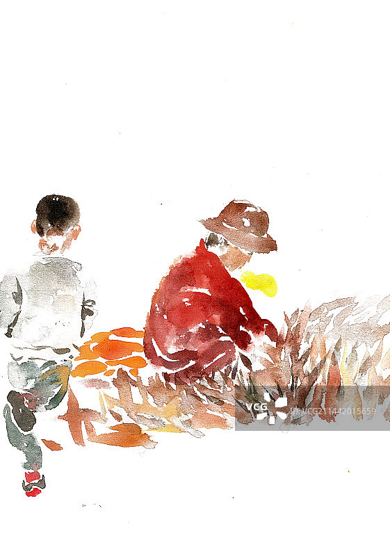 奶奶与孙子图片素材